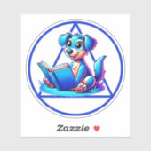 Een symbool puppy lezen van groot boek herstel sticker (Vel)