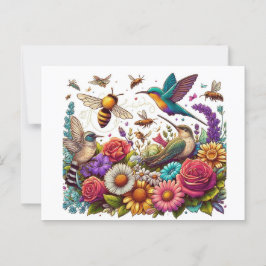 Een symfonie van bloemen en vlucht briefkaart