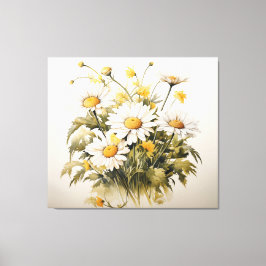 Een symfonie van Blooms Daisies Waterverf schilder Canvas Afdruk