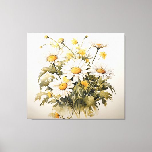 Een symfonie van Blooms Daisies Waterverf schilder Canvas Afdruk (Voorkant)