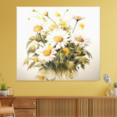 Een symfonie van Blooms Daisies Waterverf schilder Canvas Afdruk (Insitu (Woonkamer))