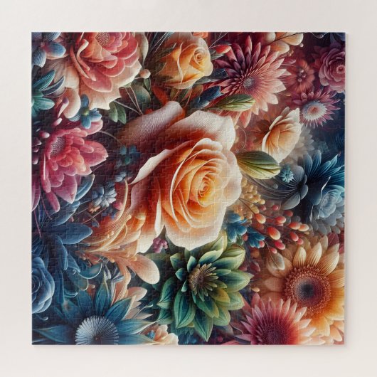 Een symfonie van kleurrijke bloemen en bloemblaadj legpuzzel (Horizontaal)