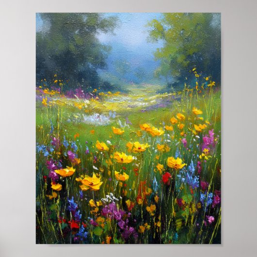 Een Symfonie van Zomerbloei: Zonovergoten Wilde Bl Poster (Voorkant)