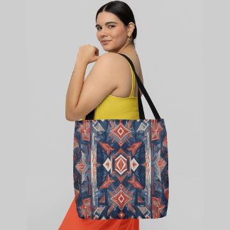 Een symmetrisch abstract patroon tote bag