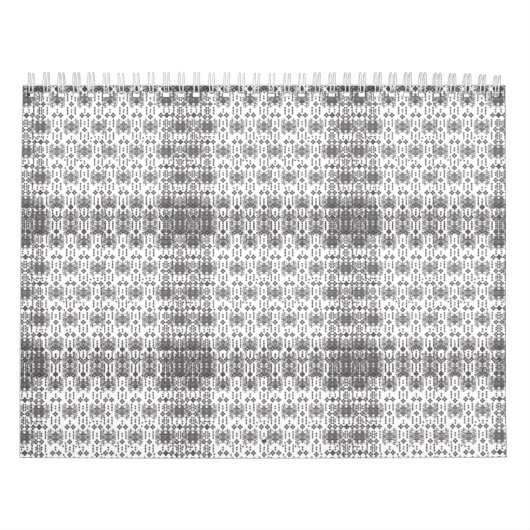 Een symmetrisch monochroom ontwerp met ingewikkeld kalender (Hoes)