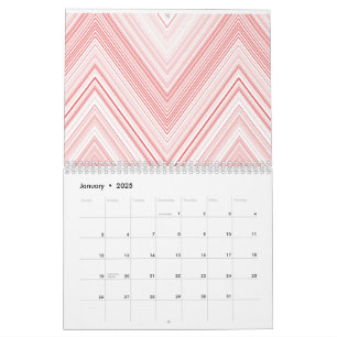 Een symmetrisch patroon met rode en roze motief kalender