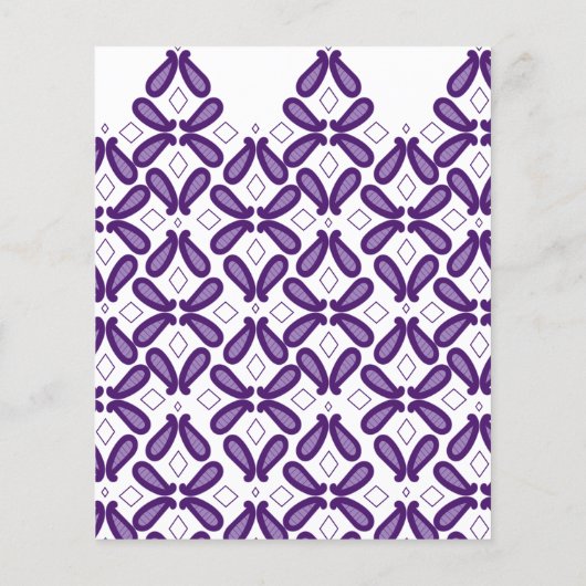 Een symmetrisch patroon met witte en paarse m flyer (Achterkant)