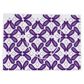 Een symmetrisch patroon met witte en paarse m groot cadeauzakje (Achterkant)