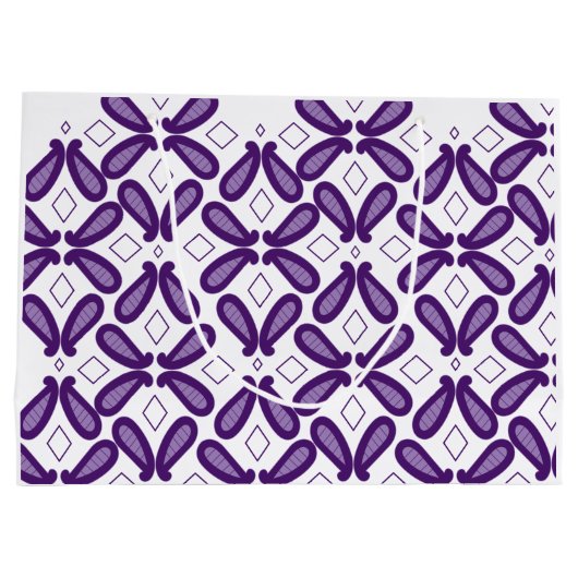 Een symmetrisch patroon met witte en paarse m groot cadeauzakje (Achterkant)