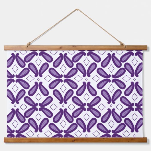 Een symmetrisch patroon met witte en paarse m hangend wandkleed (Voorkant 3)