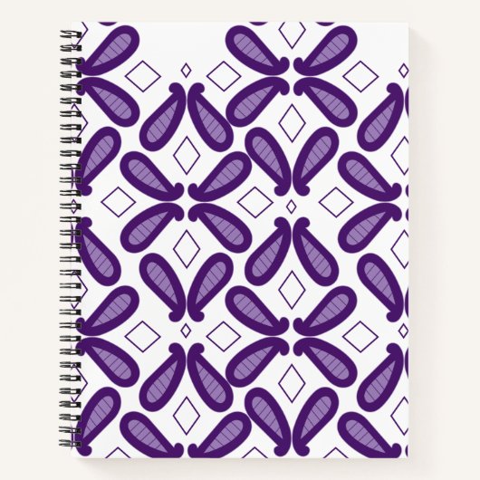 Een symmetrisch patroon met witte en paarse m notitieboek (Voorkant)