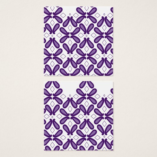 Een symmetrisch patroon met witte en paarse m vierkante visitekaartjes (Voorkant /achterkant)