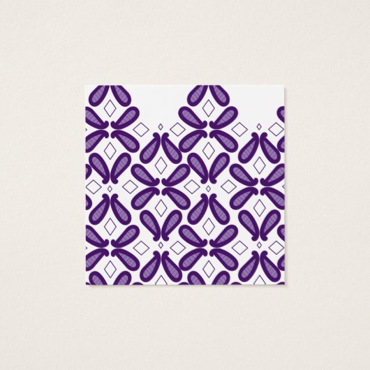 Een symmetrisch patroon met witte en paarse m vierkante visitekaartjes (Achterkant)