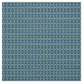 Een symmetrisch patroon van blauwe motieven op een stof