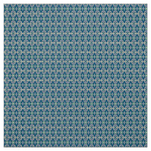 Een symmetrisch patroon van blauwe motieven op een stof