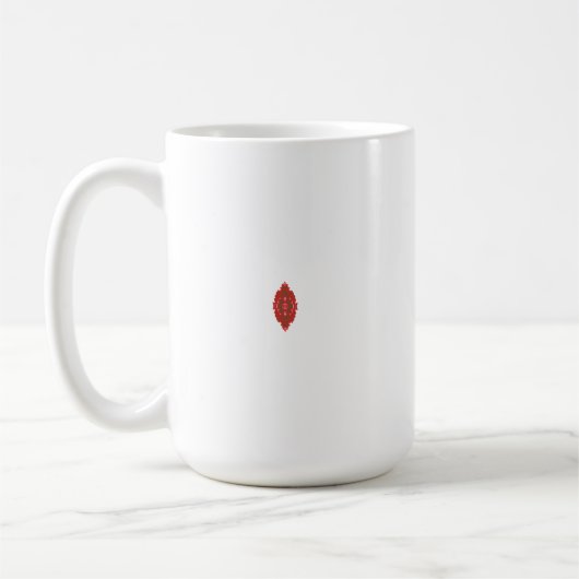 Een symmetrisch rood grafisch ontwerp met geometri koffiemok (Links)