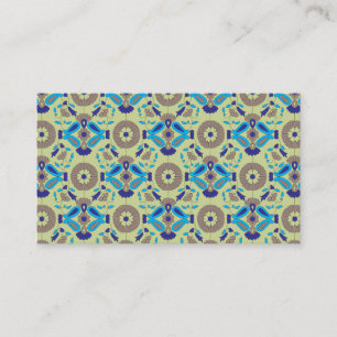 Een symmetrisch textielontwerp met blauw en of visitekaartje