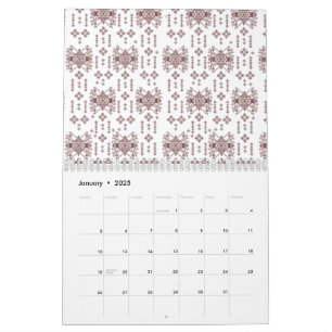Een symmetrisch wit inpakpapier met een rep kalender