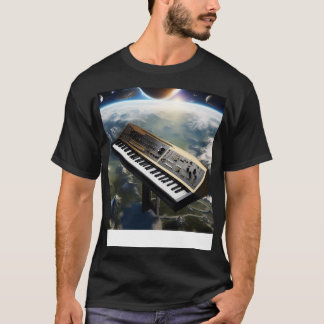 Een synthesizer die boven de aarde vliegt t-shirt