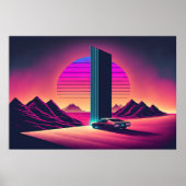Een Synthwave drive door de woestijn Poster (Voorkant)