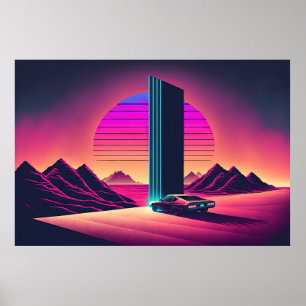 Een Synthwave drive door de woestijn Poster