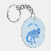 Een T-Rex dinosaurus kleurrijk prehistorisch dier Sleutelhanger (Voorkant Links)