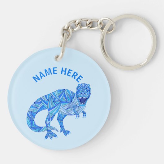 Een T-Rex dinosaurus kleurrijk prehistorisch dier Sleutelhanger (Achterkant)