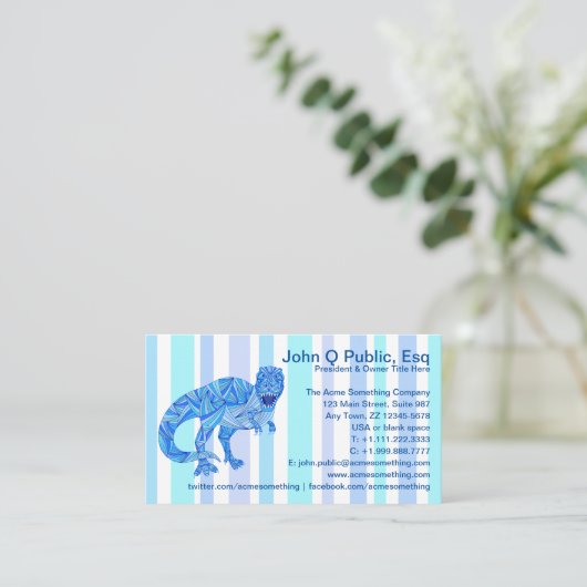 Een T-Rex dinosaurus kleurrijke prehistorische str Visitekaartje (Staand voorkant)