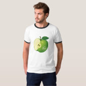 Een T-shirt met een illustratie van een groene app (Voorkant volledig)
