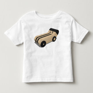 Een T-shirt met een speelgoedrallyauto nummer 69.
