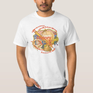 Een T-shirt met het motto van een geschiedenislera