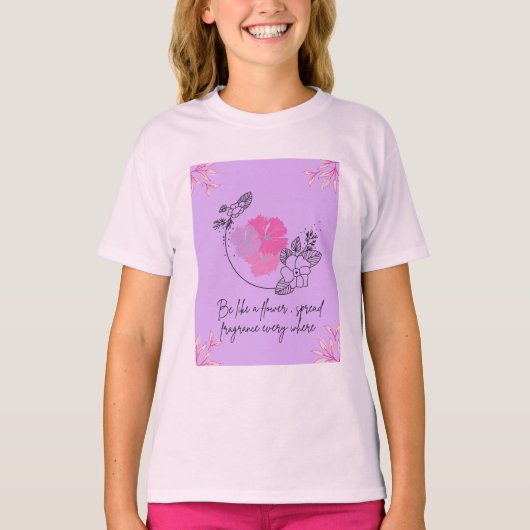 Een T-shirt met mooi bloemendesign (Voorkant)
