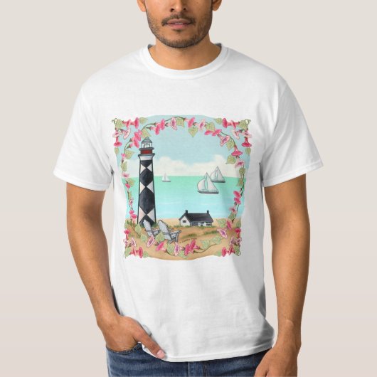 Een T-shirt van de vuurtoren van Cape Lookout (Voorkant)