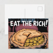 Een taart vol gouden munten eet de rijken op briefkaart (Voorkant / Achterkant)