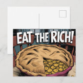 Een taart vol gouden munten eet het rijke stripboe briefkaart (Voorkant / Achterkant)