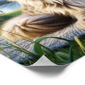 Een Tabby Cat rustend in een rustig landschap Poster (Hoek)