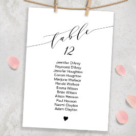 Eén tabelbruiloft-sessieschema, elegant lettertype kaart