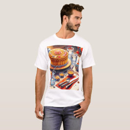 Een tafel met een taart en een kom snoep erop t-shirt