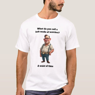 Een taille van tijd riem Funny grafisch ontwerp T-shirt