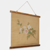 Een tak van bloeiende hibiscus Tapestry Hangend Wandkleed (Gebogen)