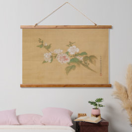 Een tak van bloeiende hibiscus Tapestry Hangend Wandkleed