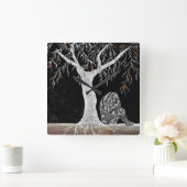 Een tak van Leven aan Contemplate Vierkante Klok (Huis)