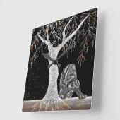 Een tak van Leven aan Contemplate Vierkante Klok (Hoek)