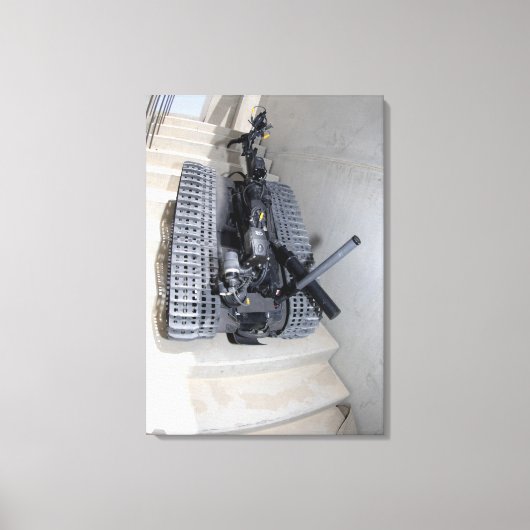 Een Talon 3B-robot-eenheid die een trap beklimt Canvas Afdruk (Voorkant)