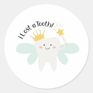Een tand kwijt ronde sticker