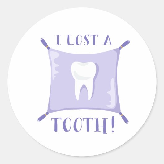Een tand verloren ronde sticker (Voorkant)