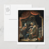 Een tandarts die de tand van een oud Man (olie of Briefkaart (Voorkant / Achterkant)