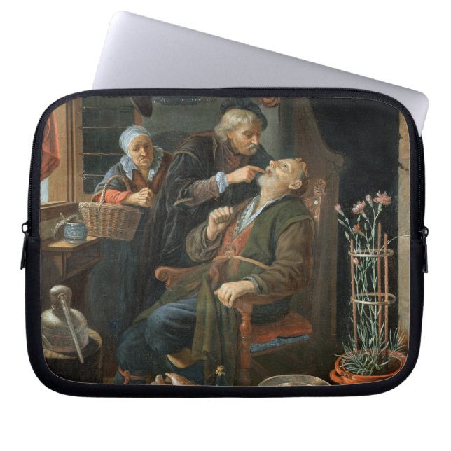 Een tandarts die de tand van een oud Man (olie of Laptop Sleeve (Voorkant)