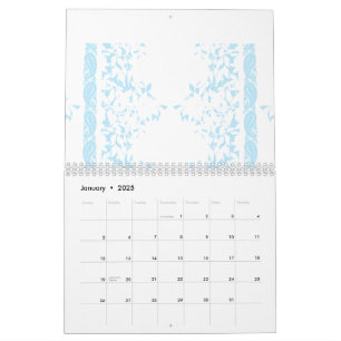 Een tapijt met een blauw-witte creatieve kunstmot kalender