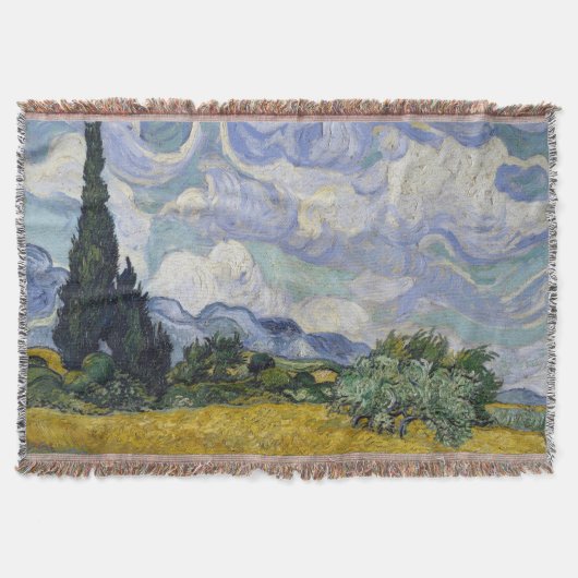 Een tarweveld met cipressen Van Gogh Deken (Voorkant)